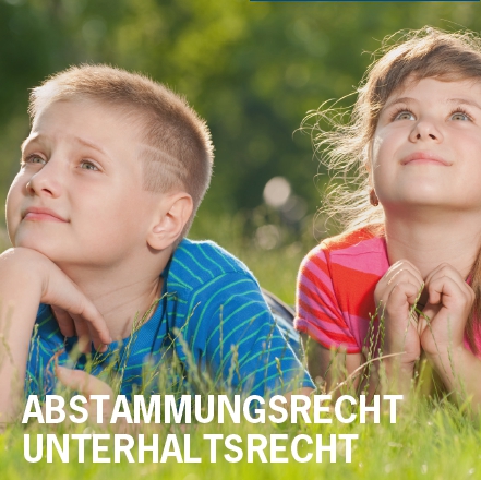 Titelbild des Faltblattes zum Abstammungsrecht, Unterhaltsrecht