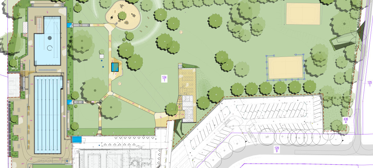 Lageplan des in Umbau befindlichen Freibades Bernsdorf