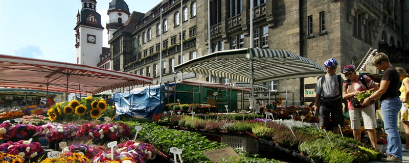 Wochenmarkt rund um das Rathaus