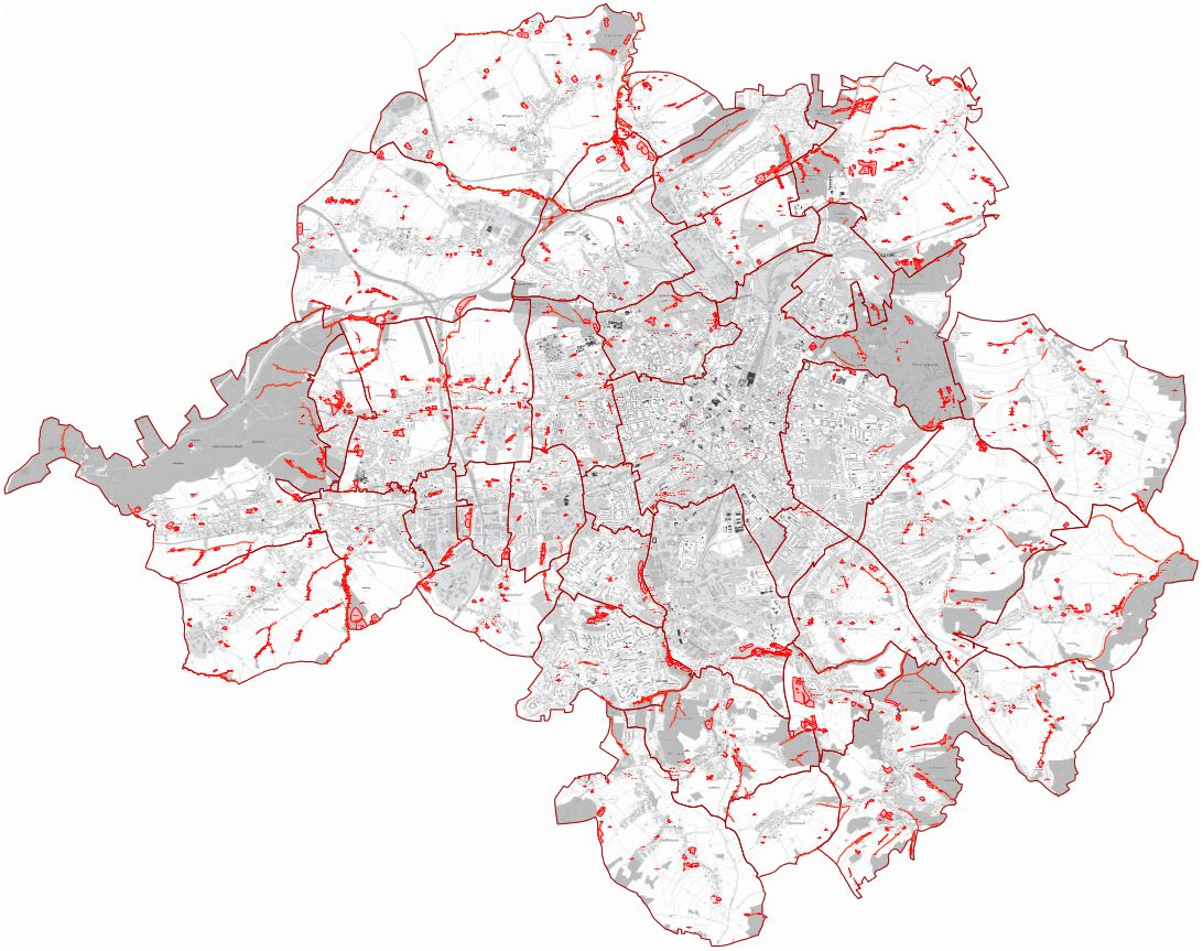 Übersichtskarte zu den Biotopen im Stadtgebiet