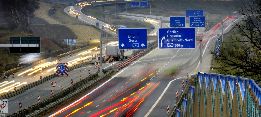 Blick zum Autobahnkreuz Chemnitz.