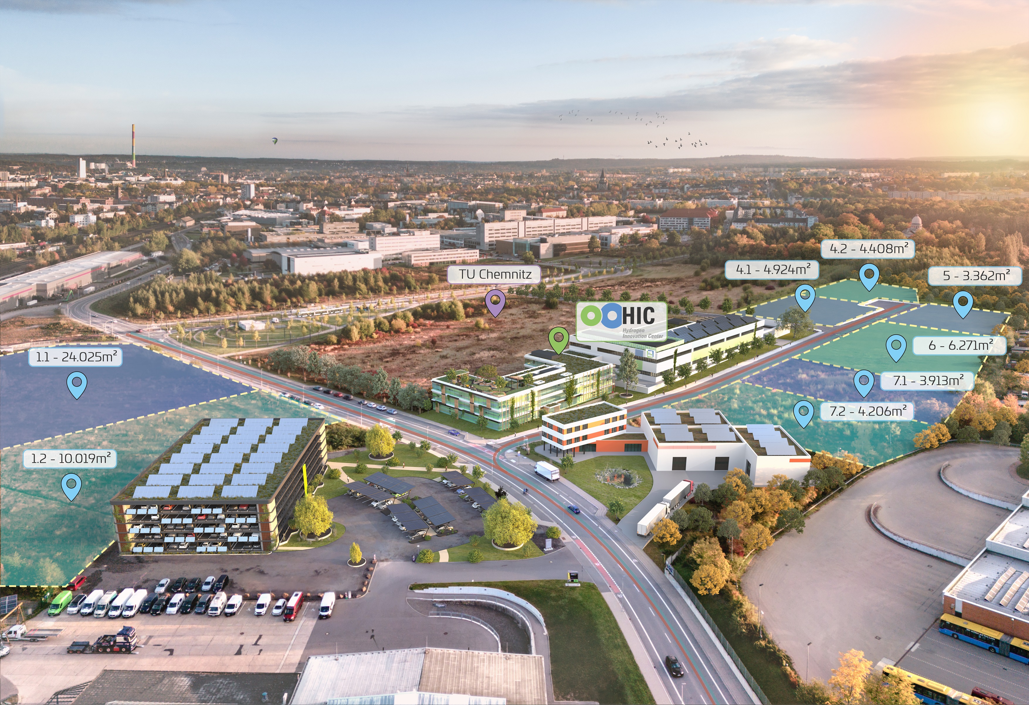 Visualisierung des geplanten Wasserstoffcampus an der Fraunhoferstraße